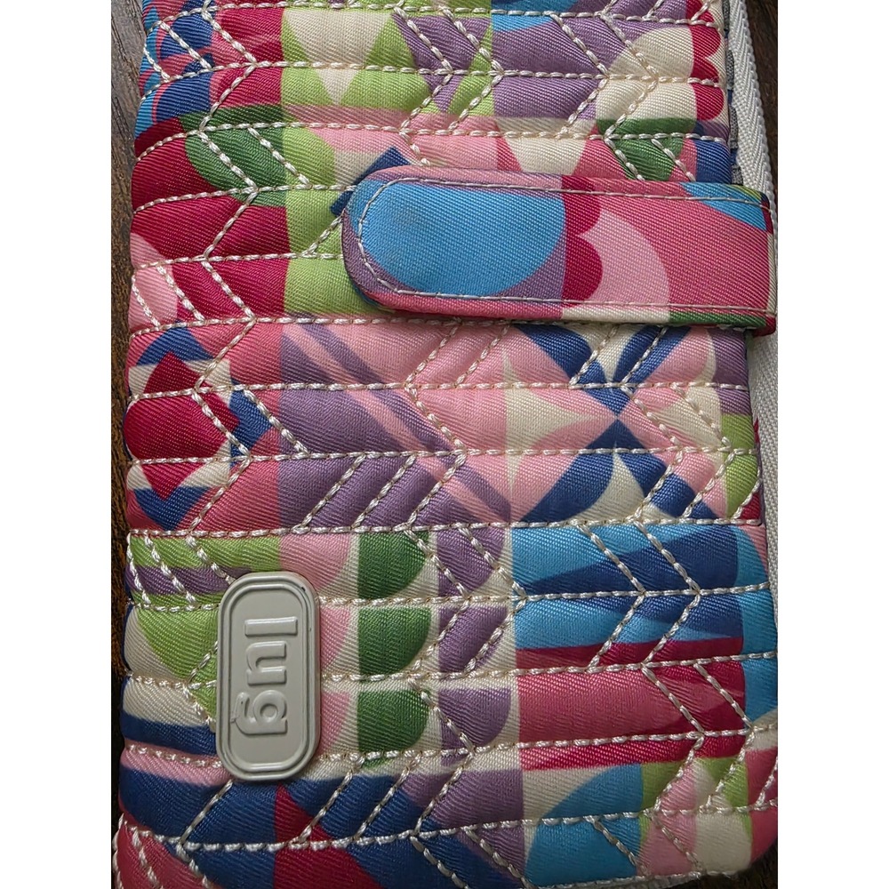 Lug Tram Wallet Multicolor Geometric Quilted Slim Travel Organizer Card Holder - Picture 6 of 9
